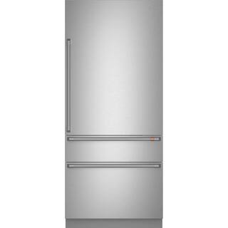 Cafe 36 in. 20.1 cu. ft. Built-In Bottom Freezer Refrigerator in Stainless Steel with Convertible Middle Drawer RH Swing CIC36RP2VS1