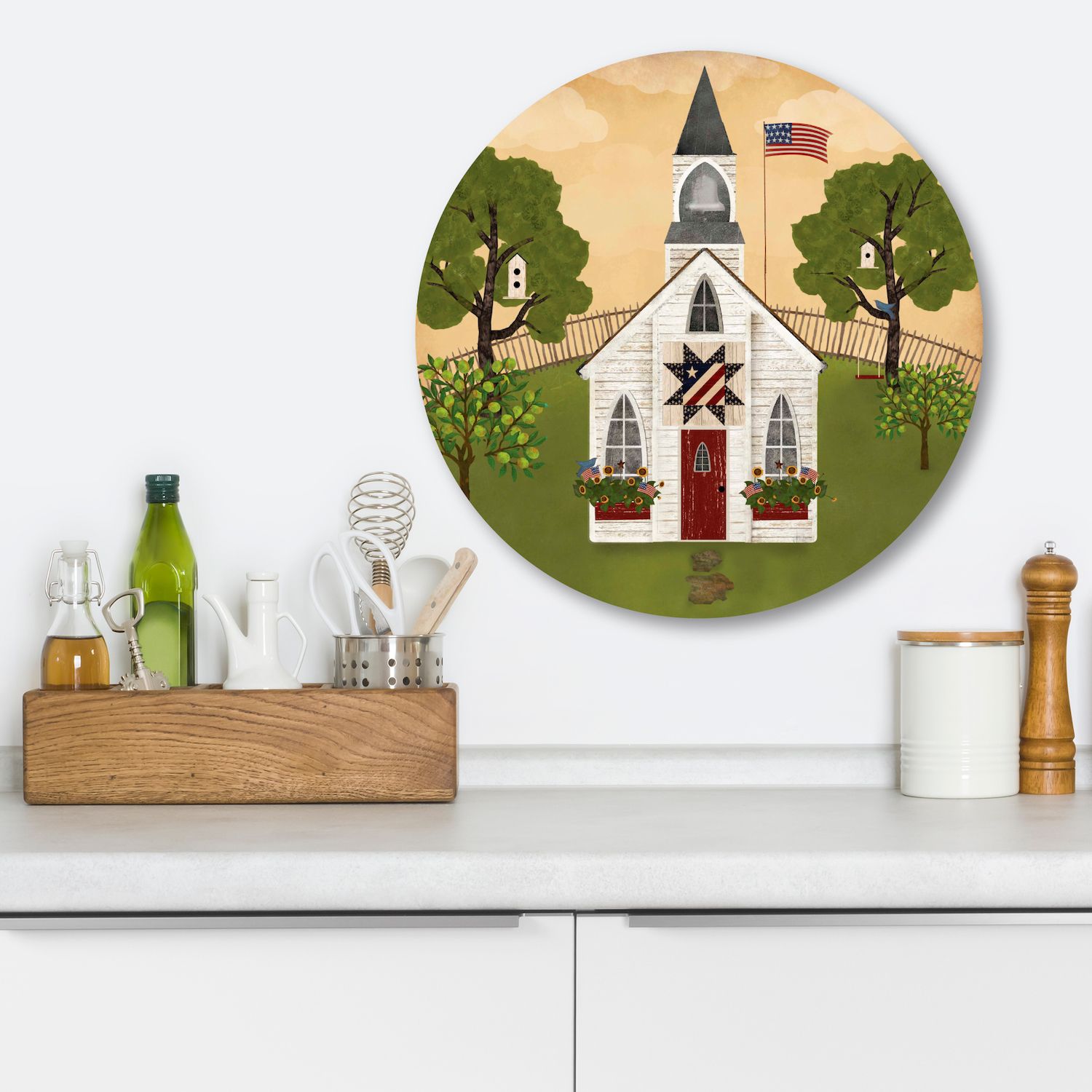 Courtside Market Americana Church Circular Board Wall Art