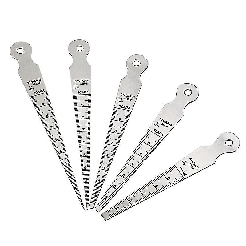 Botao Stainless Steel Welding Taper Feeler Gauge Gauge Hole Inspection Measuring Tool Triangle Wedge Feeler Gauge 10mm， 5 Pieces