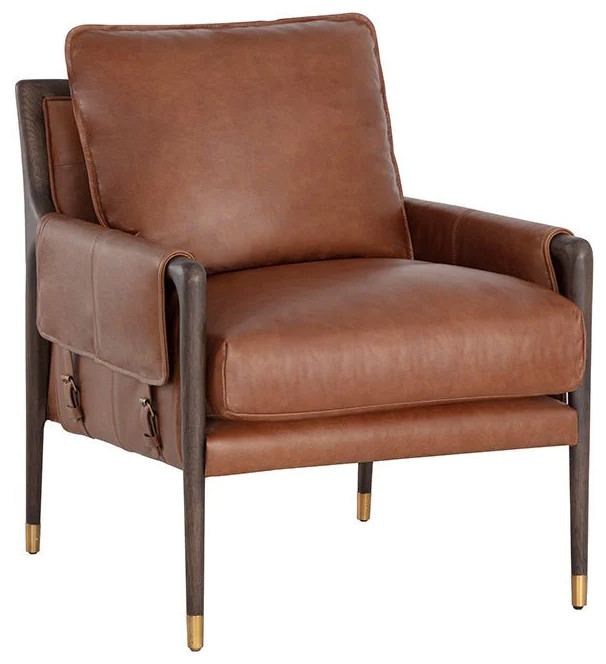 Karston Lounge Chair   Brown   Shalimar Tobacco Leather   Midcentury   Armchairs And Accent Chairs   by Rustic Home Furniture Deco  Houzz