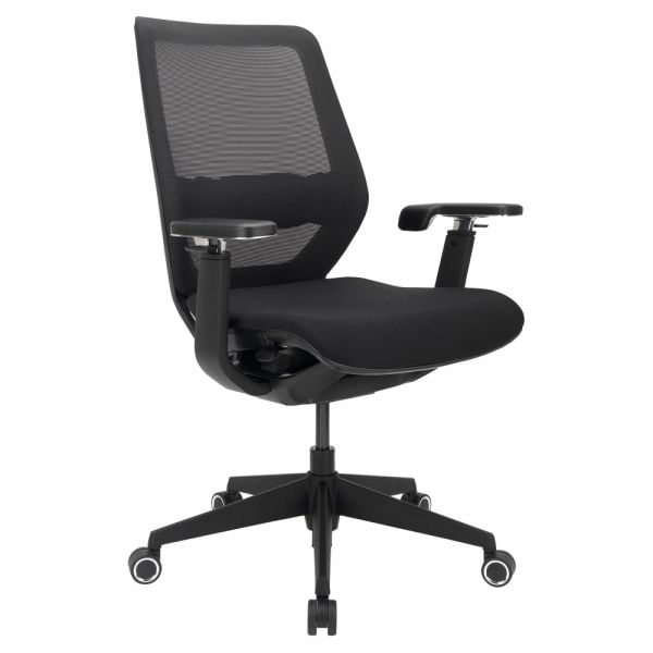 WorkPro Sentrix Ergonomic Mesh/Fabric Mid-Back Manager's Chair， 3D Arms， Black， BIFMA Certified