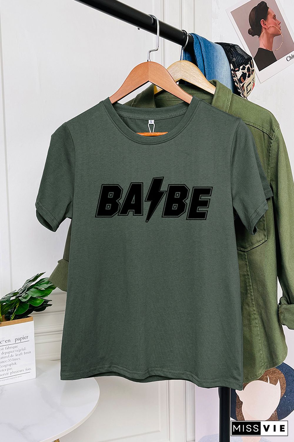 BABE Print Graphic Tees for Women Wholesale Short Sleeve T shirts Top