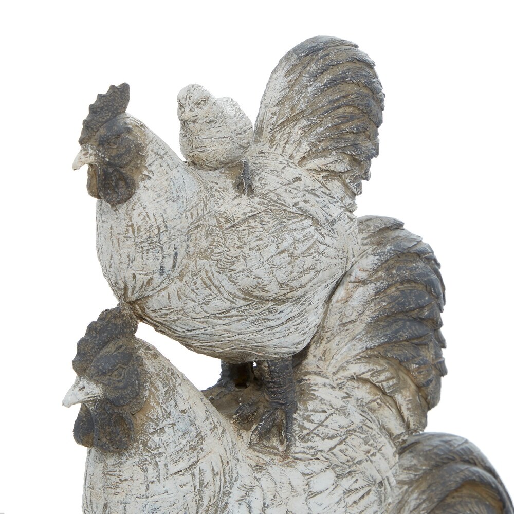 White Polystone Farmhouse Sculpture Rooster 17 x 9 x 6   9 x 6 x 17