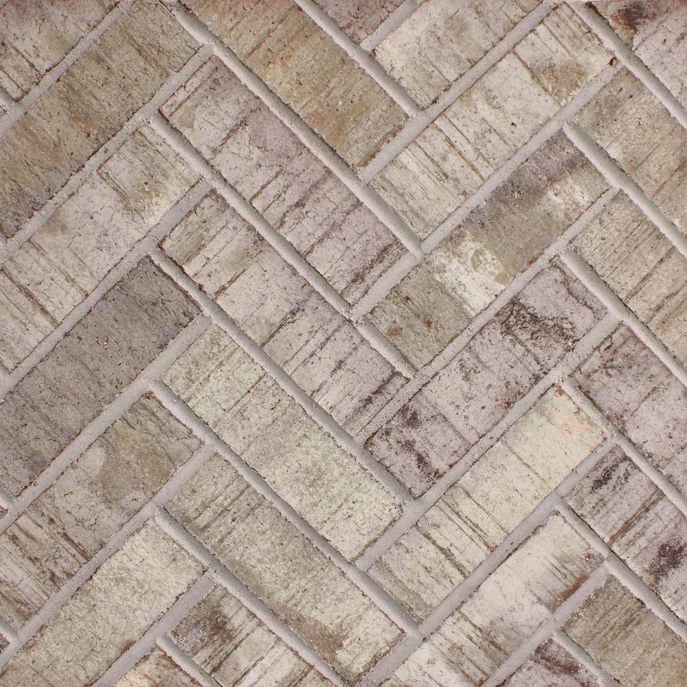 Old Mill Brick 7.625 in. x 12.5 in. x 0.625 in. Brickwebb Herringbone Vintage Oak Thin Brick Sheets (Box of 4-Sheets) BWH-370015CS