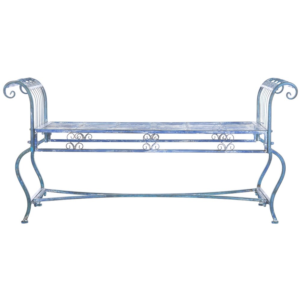 SAFAVIEH Outdoor Living Brielle Victorian Iron 52 inch Bench.   52\