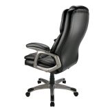 Cressfield Bonded Leather High-Back Executive Chair， Black/Silver， BIFMA Certified