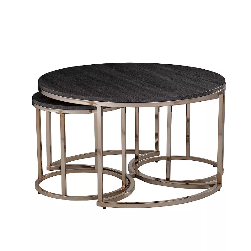 Southern Enterprises Lachlan Round Nesting Coffee Table 3-piece Set