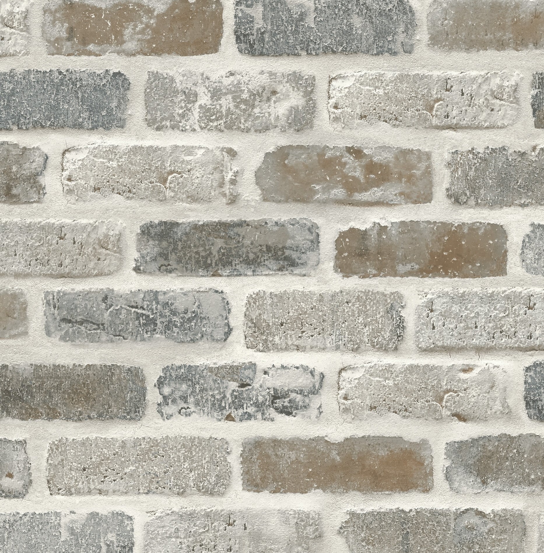 Sample Washed Faux Brick Prepasted Wallpaper in Neutral