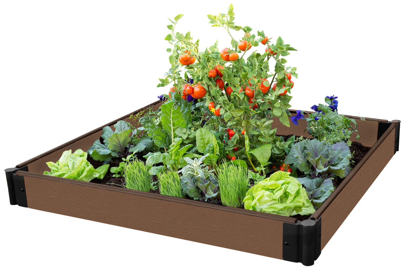 Frame It All Uptown Brown Composite Raised Garden Bed 4' x 4' x 5.5" - 1" profile