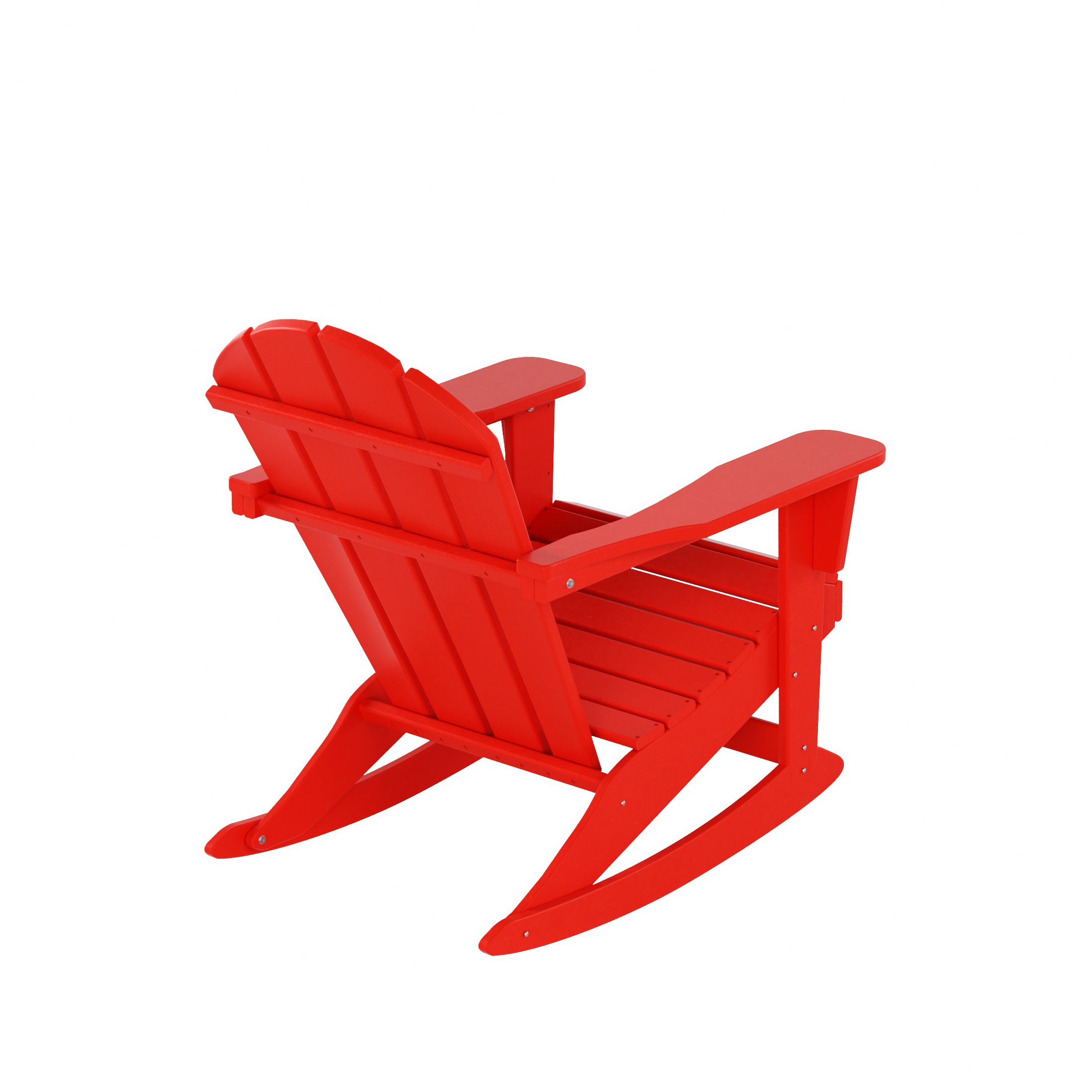 Westintrends Malibu Rocking Chair Outdoor, All Weather Resistant Poly Lumber Classic Porch Rocker Chair, 350 lbs Support Patio Lawn Plastic Adirondack Chair, Red