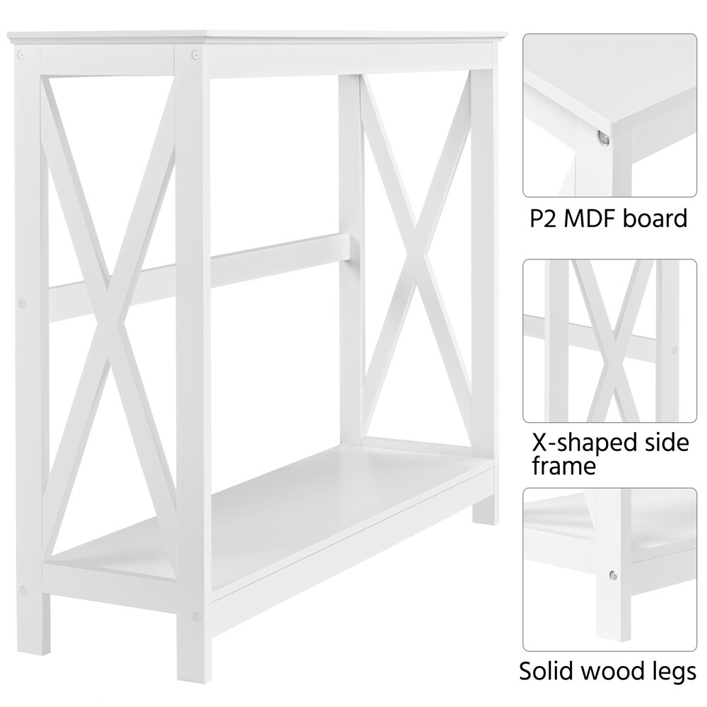 Yaheetech 2 Tier X Design Console Table Console Tables for Entryway