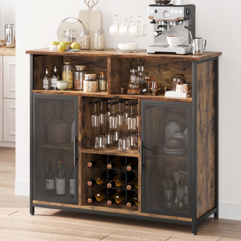 Buffet Storage Cabinet with Doors and Adjustable Shelves Industrial