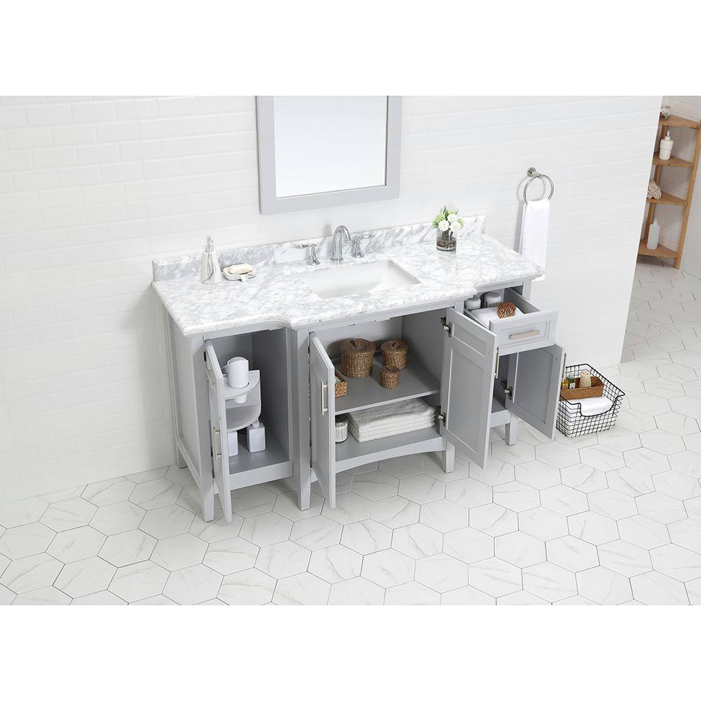 Home Decorators Collection Sassy 60 in. W x 22 in. D Vanity in Dove Gray with Marble Vanity Top in White with White Sink Sassy 60G