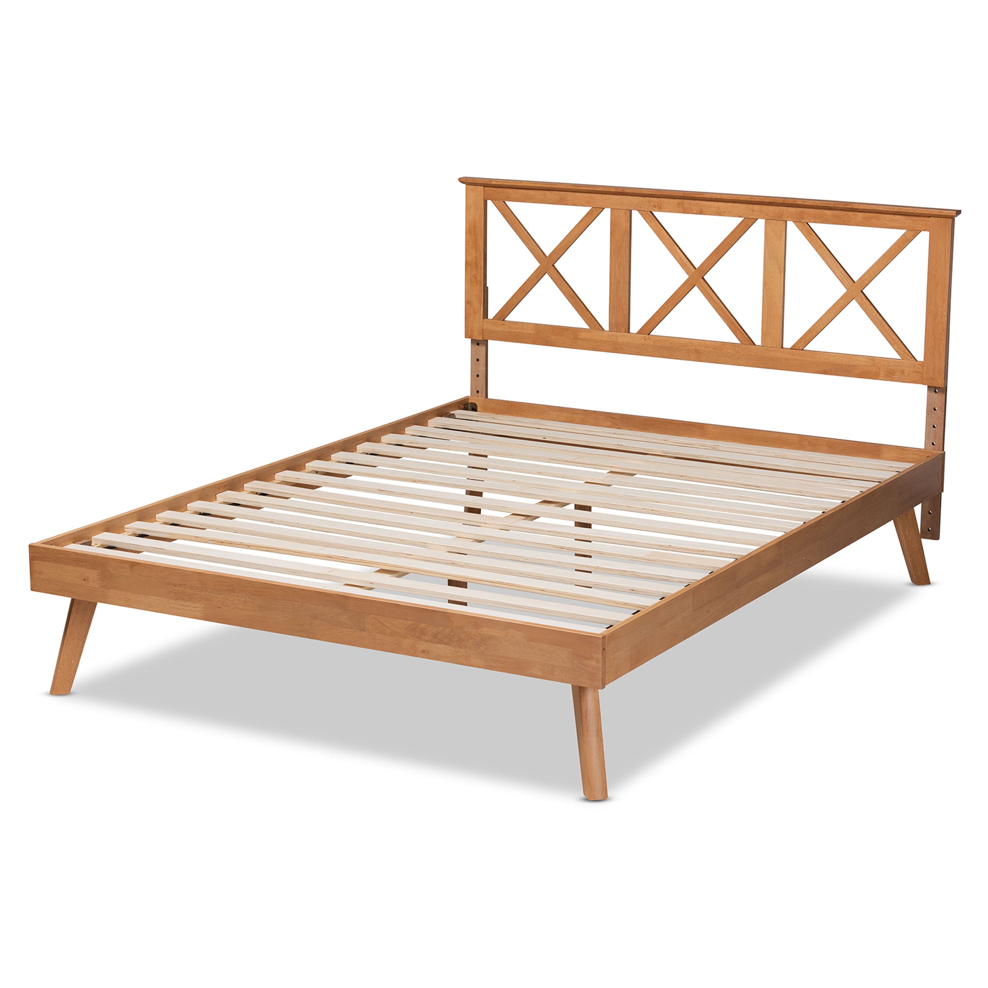 Baxton Studio Galvin Contemporary/Modern Rubberwood Adjustable Platform Bed, Full, Brown