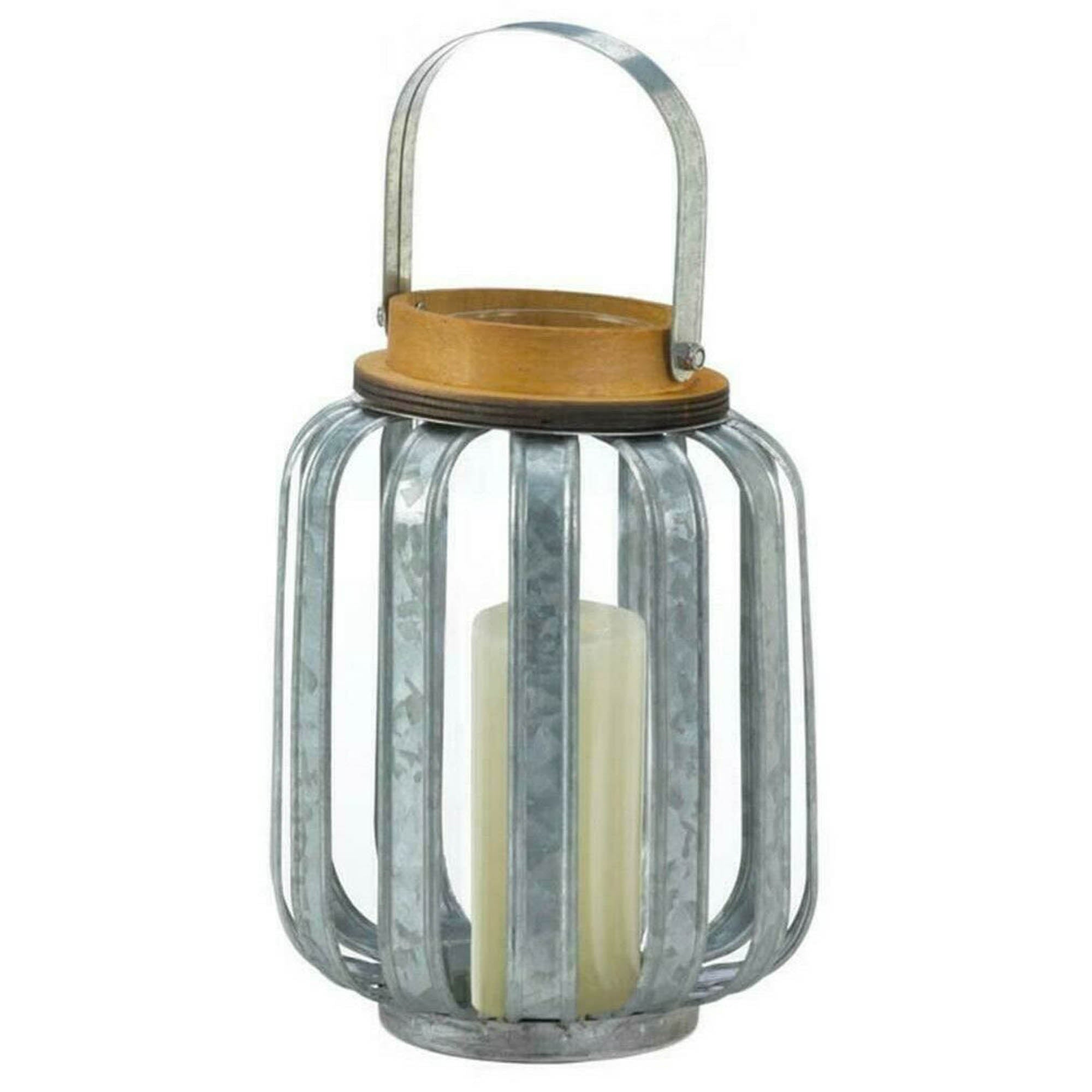 Home Decorative Galvanized Metal Slats Candle Lantern - 8 inches