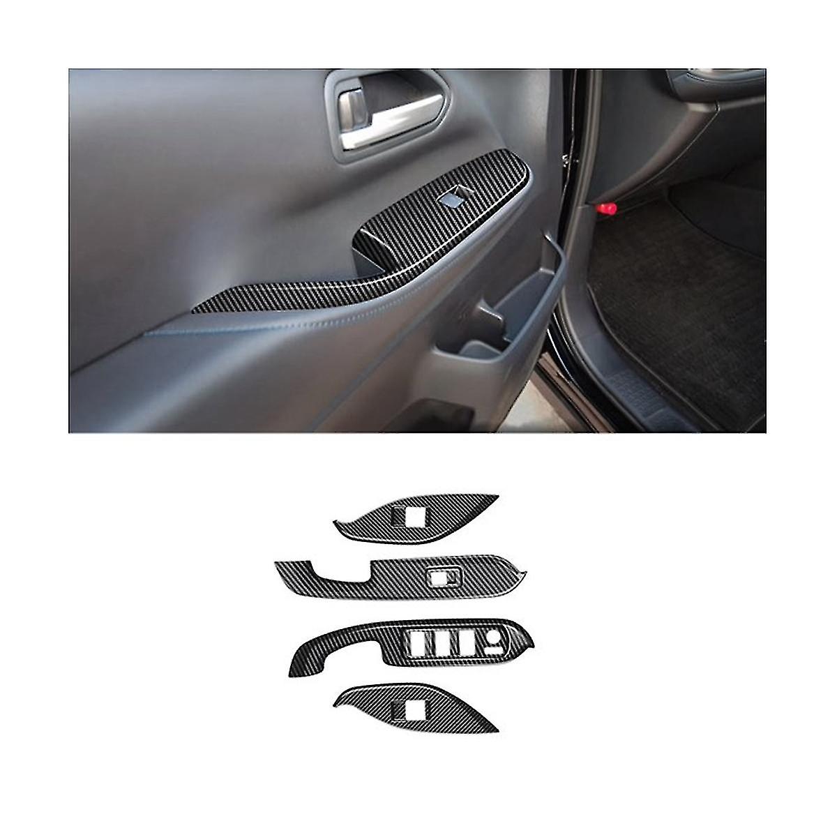 For Voxy 2022 Car Window Glass Lift Switch Button Panel Cover Trim Sticker Abs Carbon Fiber Door Armrest Rhd