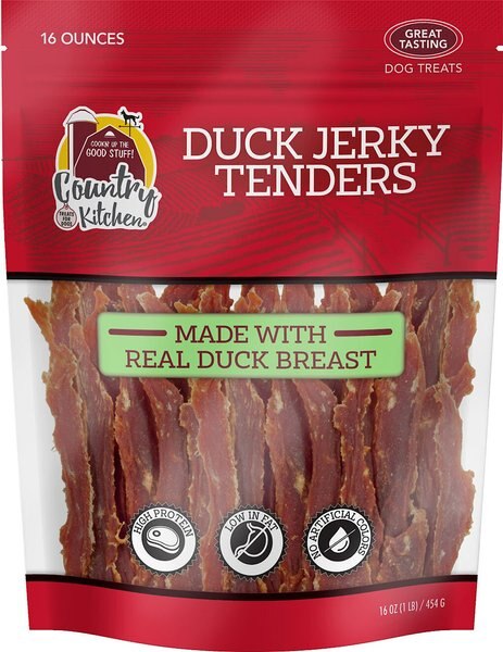 Country Kitchen Duck Jerky Tenders Dog Treats， 16-oz bag