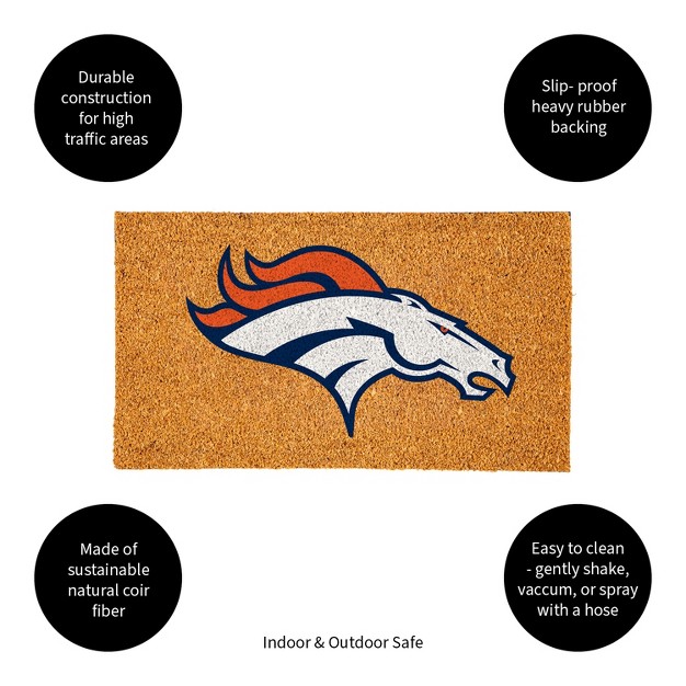 Evergreennfldenver Broncos Logo Natural Coir 28 X 16 Inches Indoor Outdoor Doormat