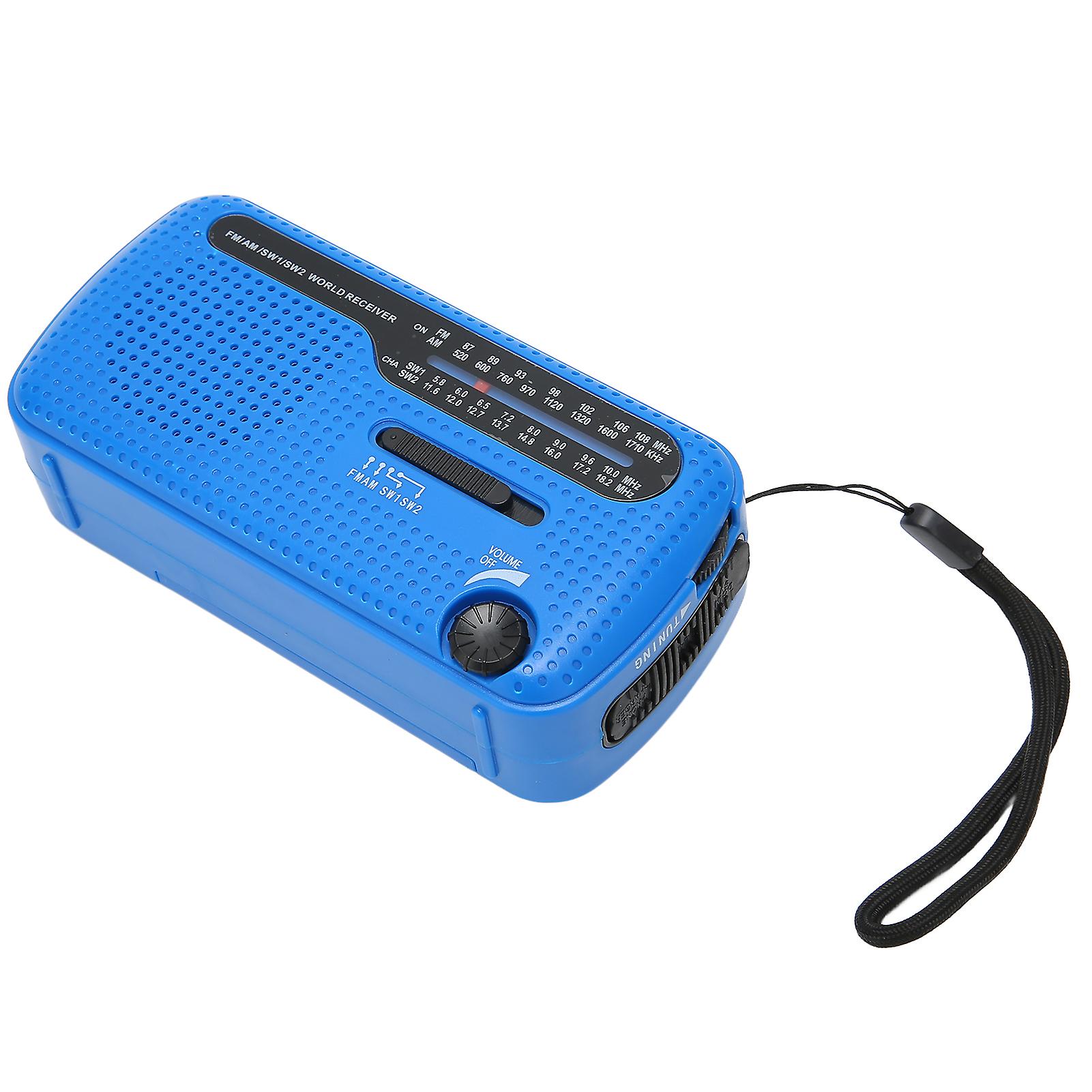 Hand Crank Solar Radio Am Fm Sw1 Sw2 Camping Led Flashlight Multiband Camping Emergency Radio For Outdoorblue