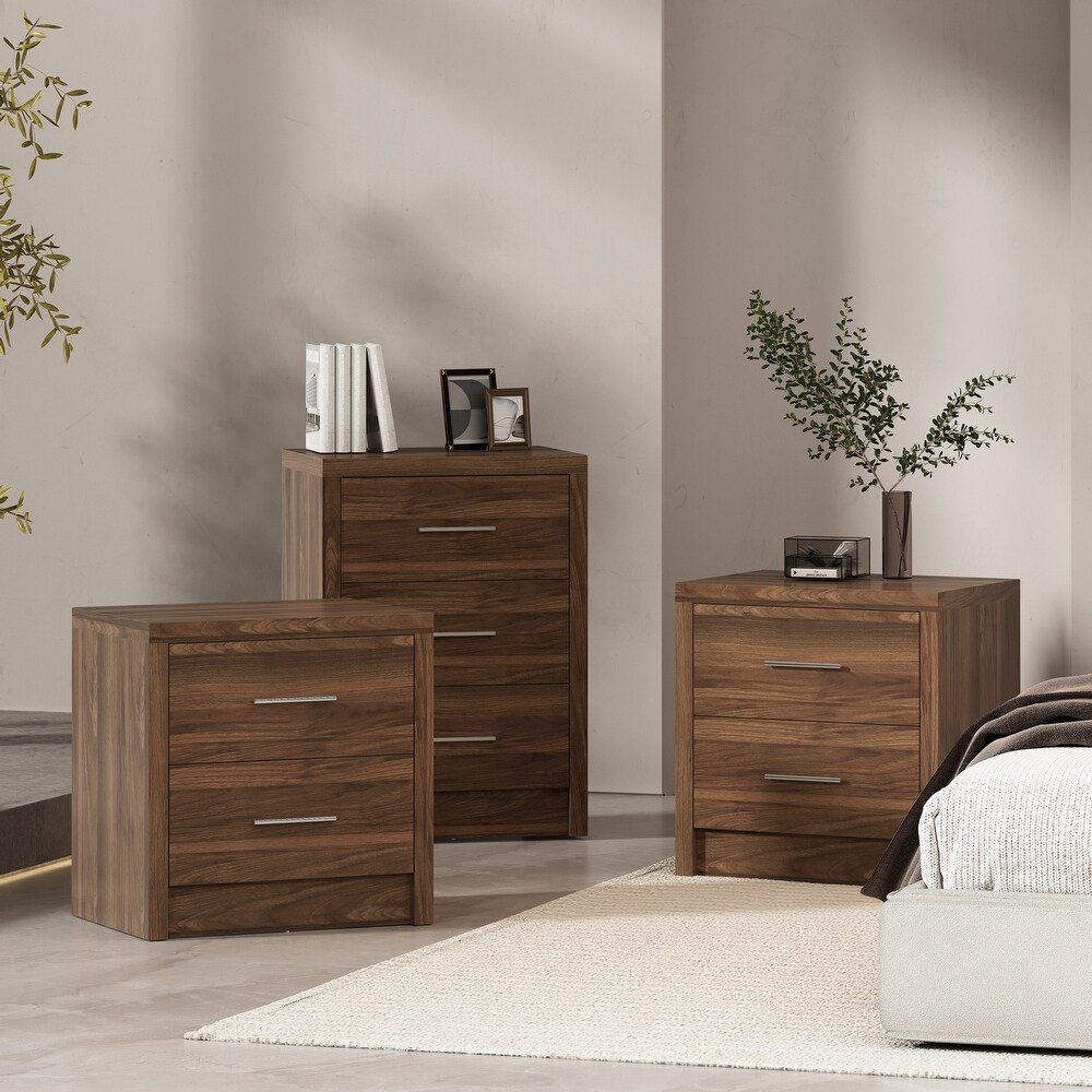 Berrett 3 Piece 3 Drawer Dresser and Nightstand Bedroom Set by Christopher Knight Home