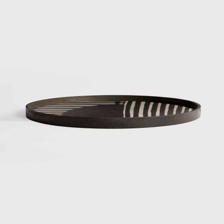 ASYMMETRIC DOT WOODEN TRAY ROUND XL