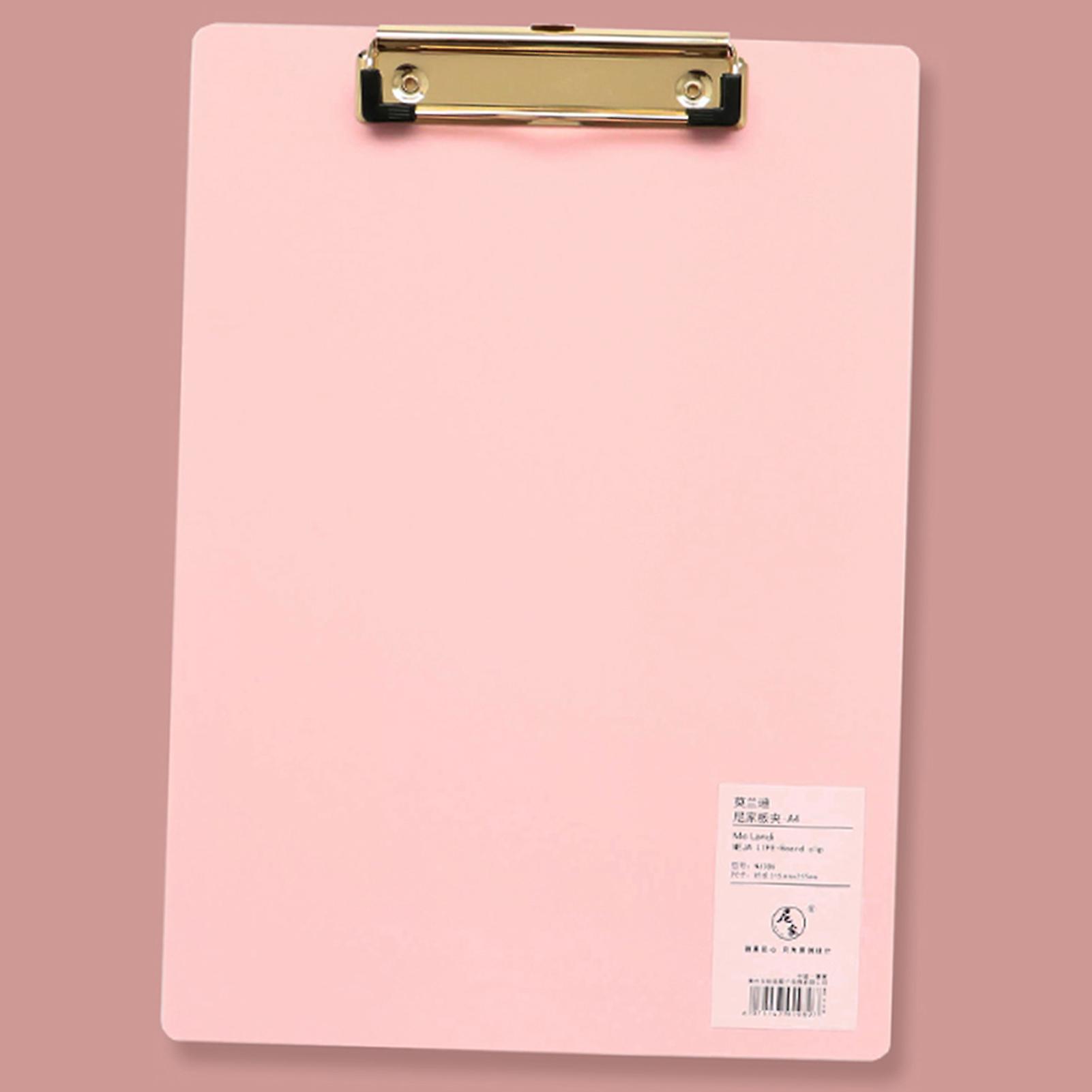 A4 Plastic Clipboard Hardboard Writing Pad Profile Clip With Hanging Hole For Students School Office Pink