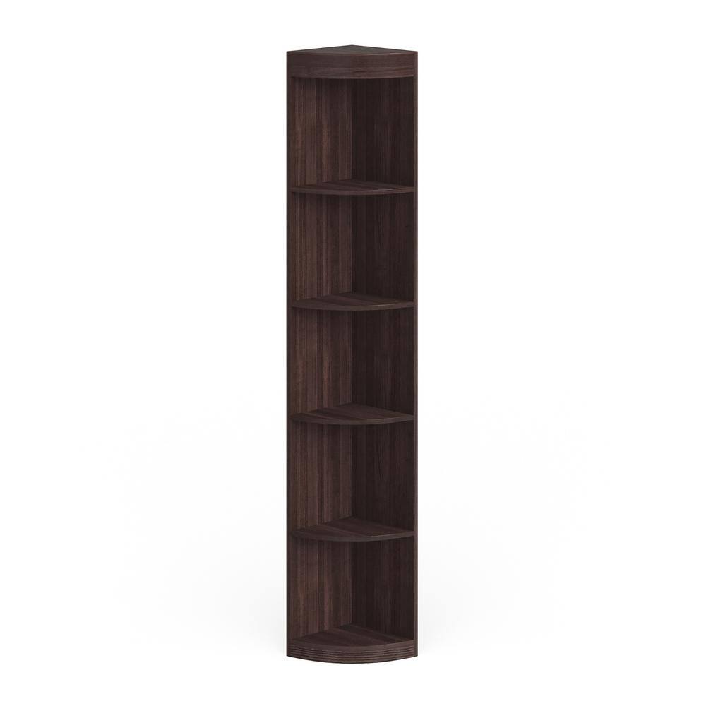 Furniture of America Chios 77 in. Warm Espresso 5-Shelf Standard Corner Bookcase ID-10370C