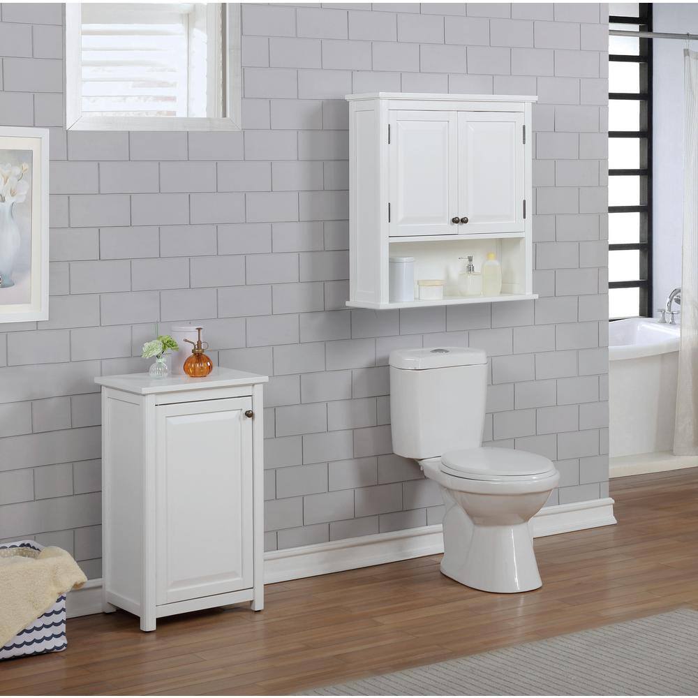 Alaterre Furniture Dorset 27 in. W Wall Mounted Bath Storage Cabinet with 2 Doors and Open Shelf in White ANVA74WH