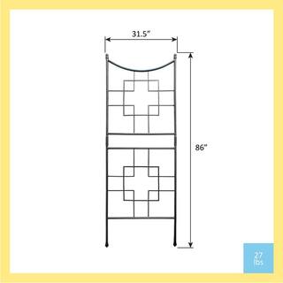 ACHLA DESIGNS 86 in. Tall Graphite Powder Coat Finish Square-On-Squares Modern Garden Trellis FT-25