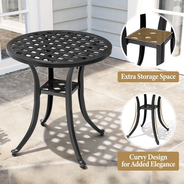 Outdoor Cast Aluminum Side Table Small Patio Coffee Table