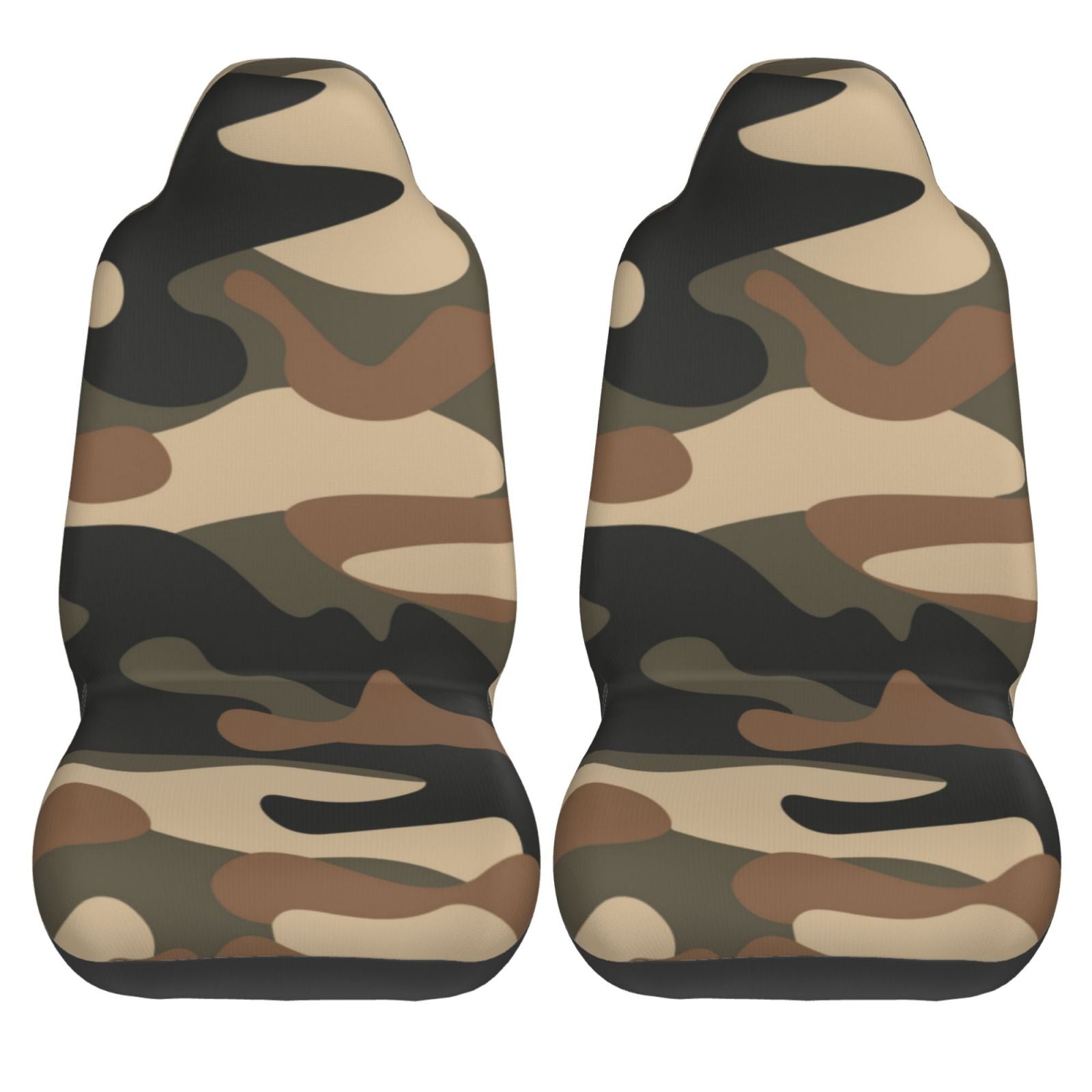 LNWH Car Seat Covers， Brown Camouflage Car Interior Seat Covers - Universal Fit Most Cars， SUV， Trucks， 2pcs Car Seat Protectors