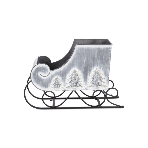 Galvanized Christmas Sleigh Tabletop Decoration Gray