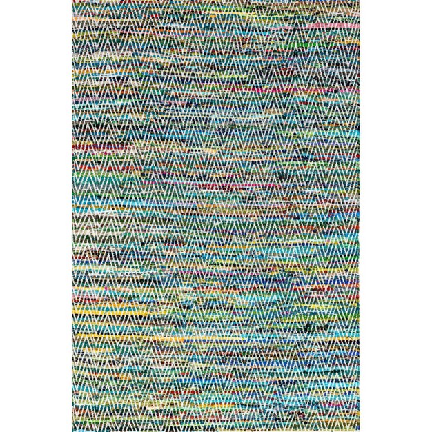 Hand Woven Chevron Eli Green Rug Nuloom