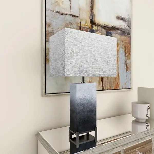 Grey Polystone Modern Table Lamp 26 x 15 x 9 - 15 x 25