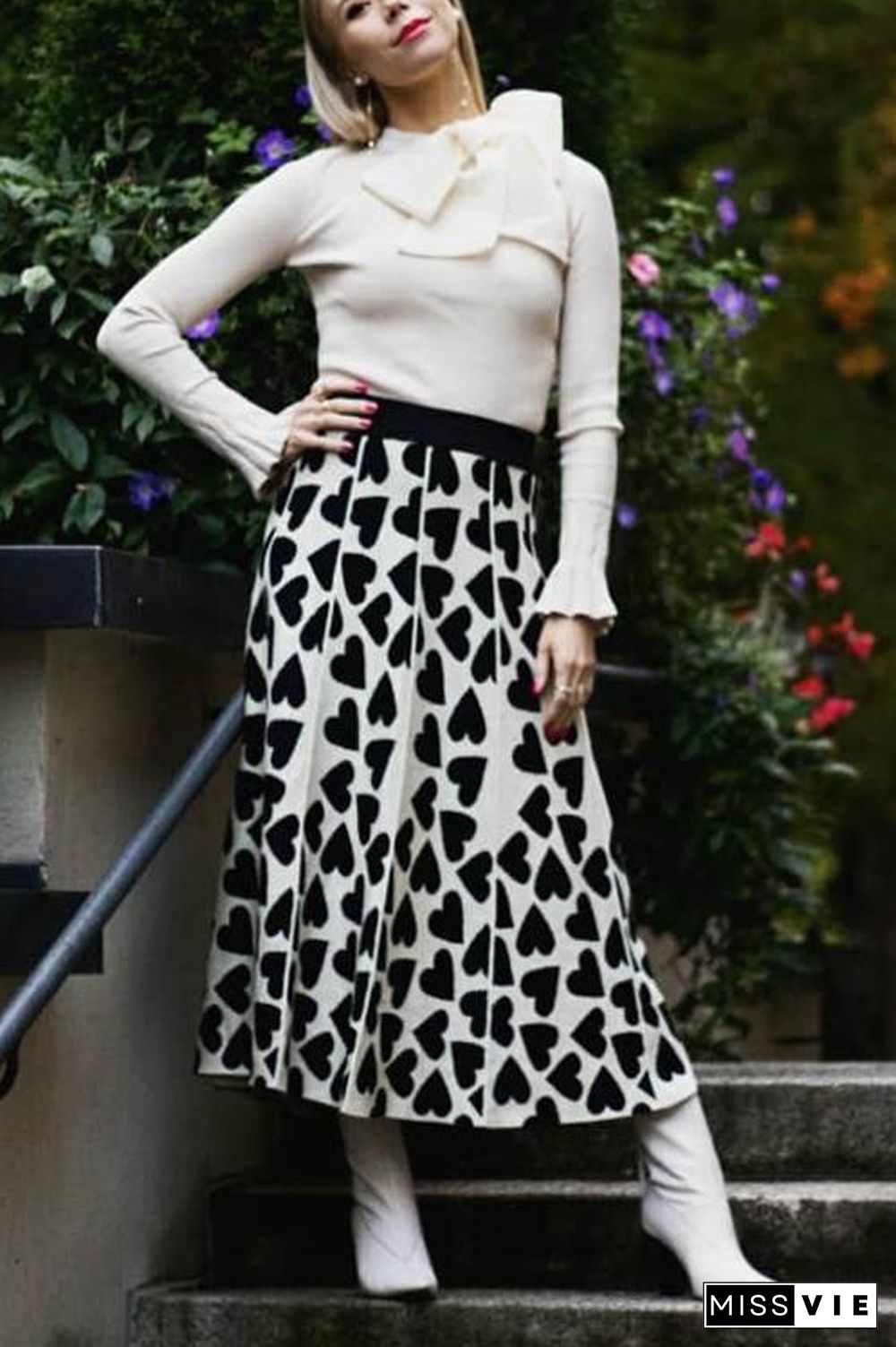 Full Of Love A-Line Knit Midi Skirt