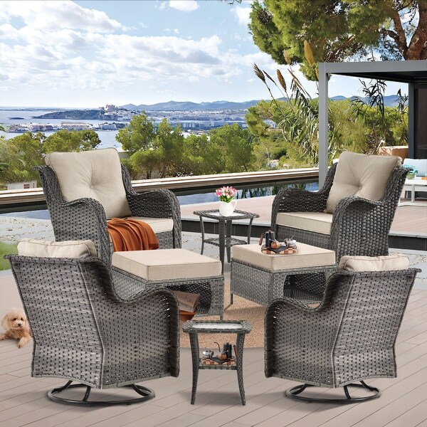 9 Piece Outdoor Patio Furniture SetOutdoor Swivel Rocker Chair Set