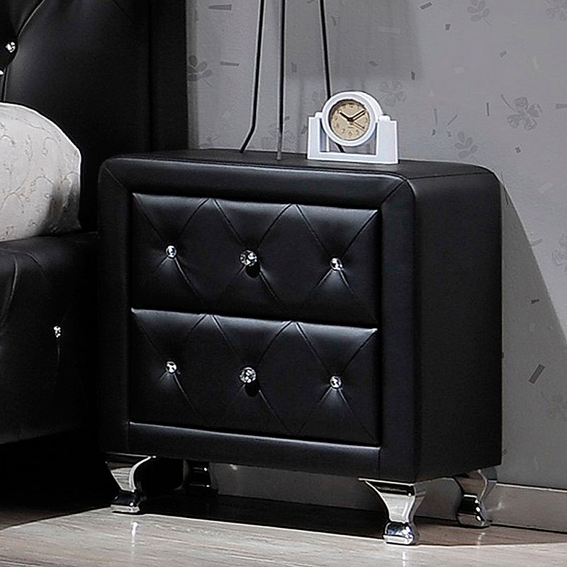 Baxton Studio Stella Crystal Tufted Upholstered Modern Nightstand