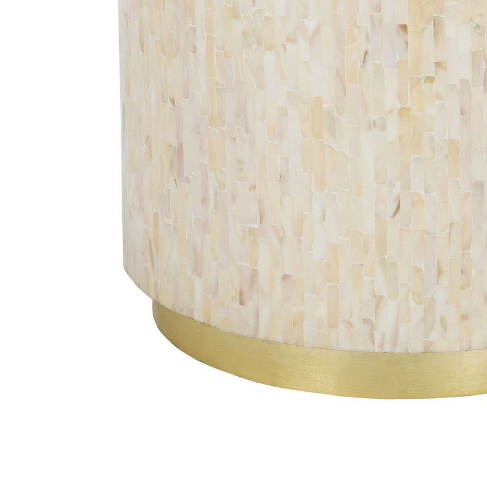 Melissa Mosaic Round Side Table Pink Champagne/Gold   Beach Style   Side Tables And End Tables   by Peachtree Fine Furniture  Houzz