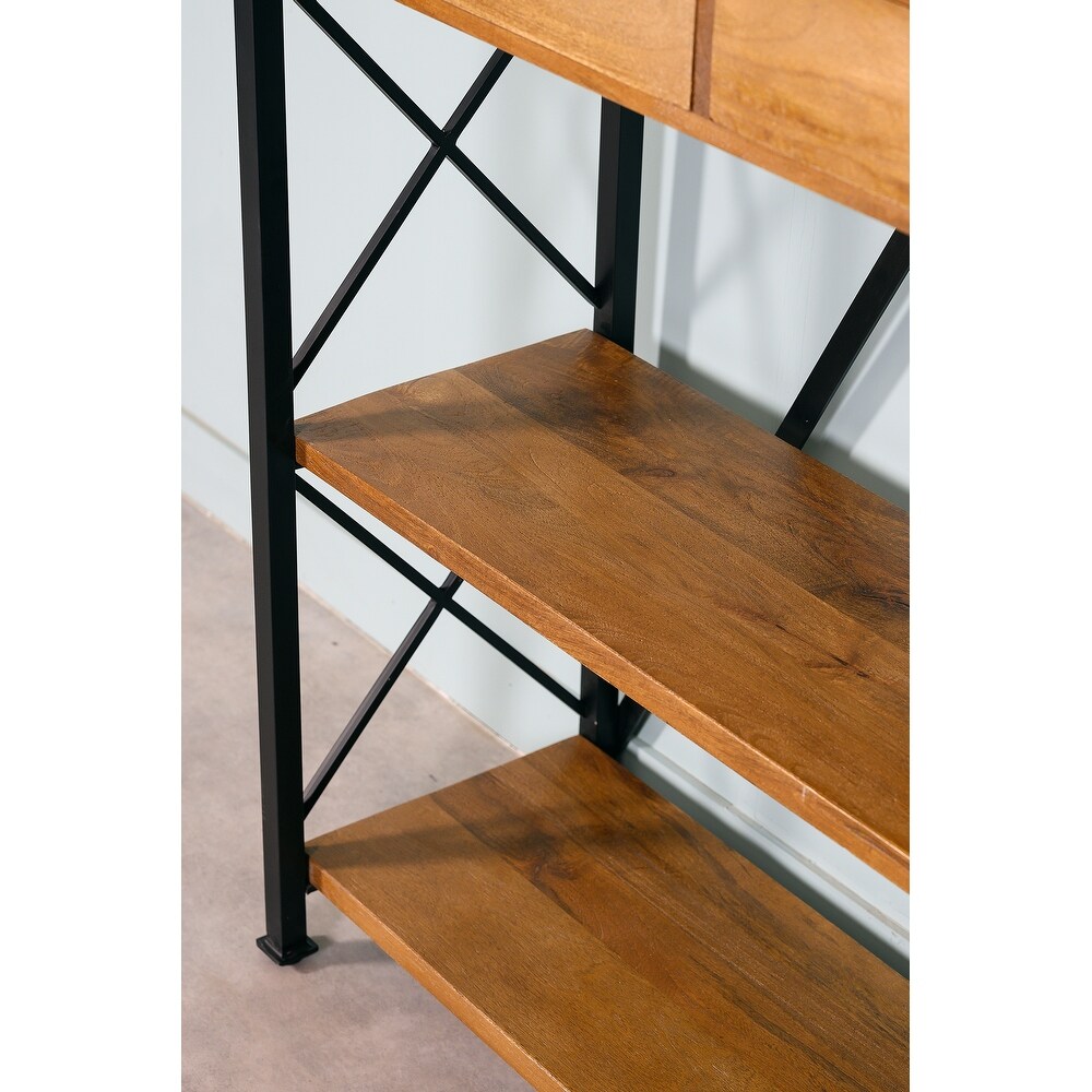Dakota Wood Metal Tall Etagere Bookshelf