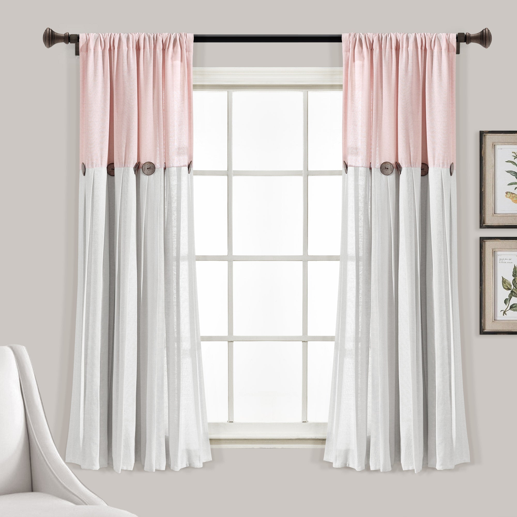 Linen Button Window Curtain Panel