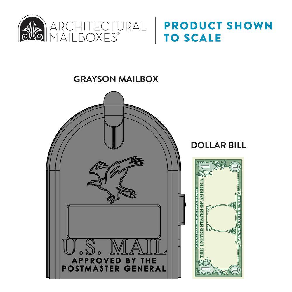 Architectural Mailboxes Grayson Gray Medium Steel Post Mount Mailbox ST1000AM