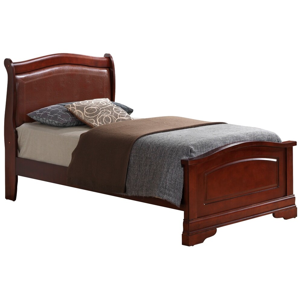 Louis Phillipe Faux Leather and Wood Bed