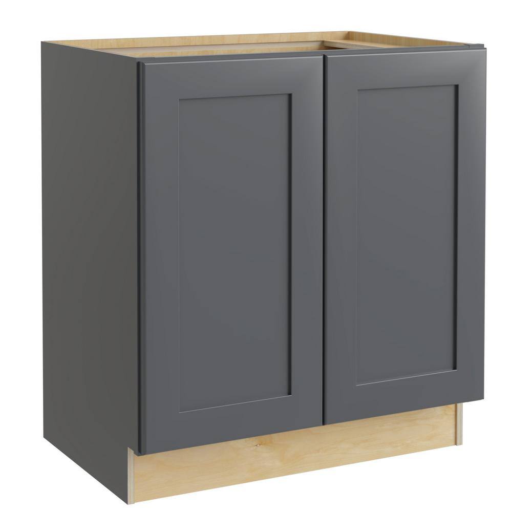 Home Decorators Collection Newport Onyx Gray Shaker Assembled Plywood 36 x 34.5 x 24 in. Stock Base Kitchen Cabinet with 2 Soft Close Full Doors B36FH-NDO