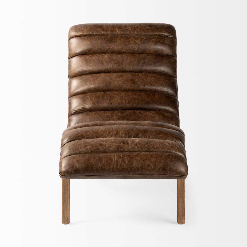 Pierre Genuine Leather Armless Chaise Lounge Chair   Transitional   Indoor Chaise Lounge Chairs   by Mercana  Houzz