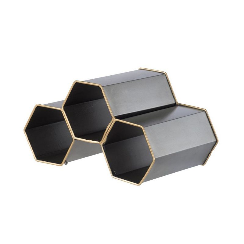 11.5 Charcoal Black Geometric Hexagonal Wine Bottle Holder