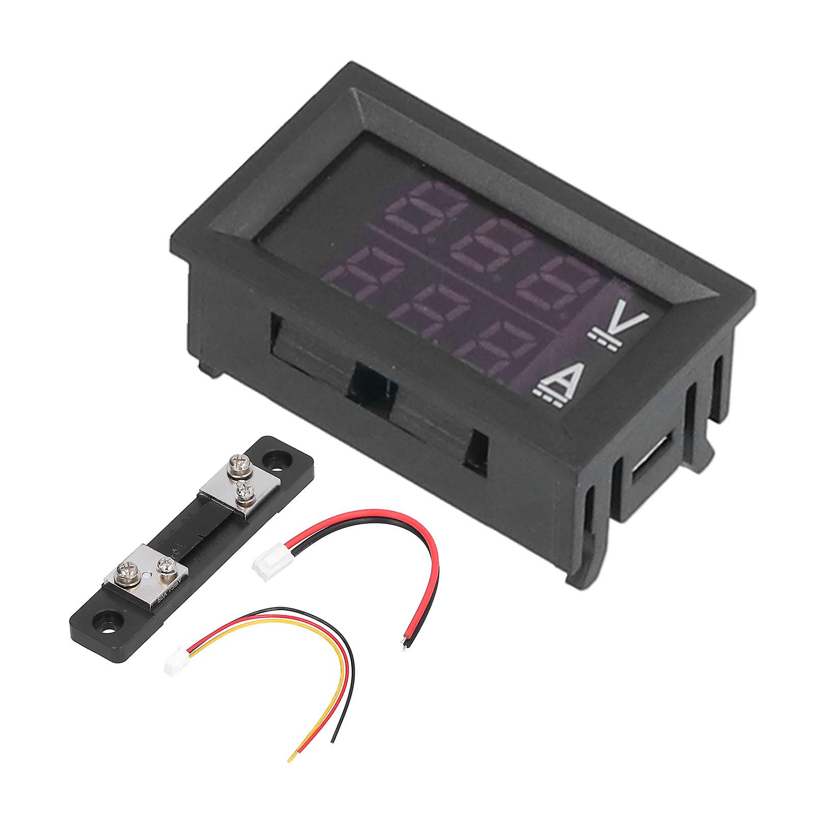 Voltage Current Display Meter Tester Dc4.5v100v Red+blue Led Digital Voltmeter Ammeter Indicator Panel50a With Shunt 75m