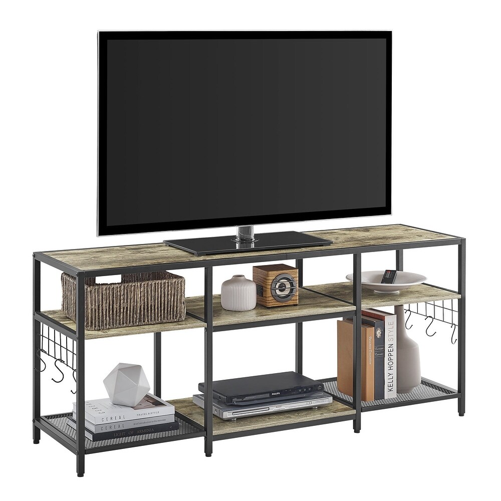 End Table  55 Inch up to 71 Inches TV Stand with Storage Shelves  3 Tier Television Cabinet