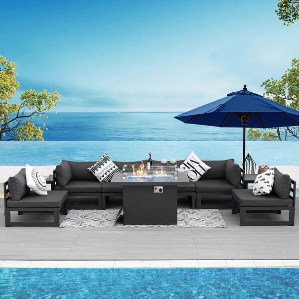 Nicesoul Luxury Patio Aluminum Sofa Conversation Furniture Set with Coffee Table