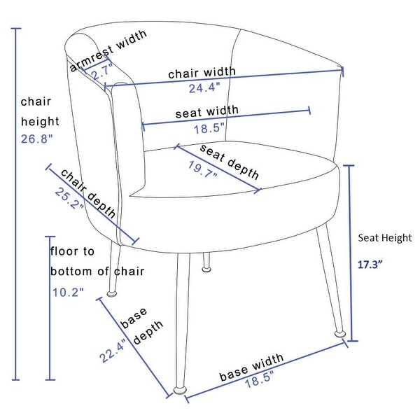 Velvet Accent Armchair Tub Chair With Gold Metal Legs for Living Room， Bedroom， Home Office