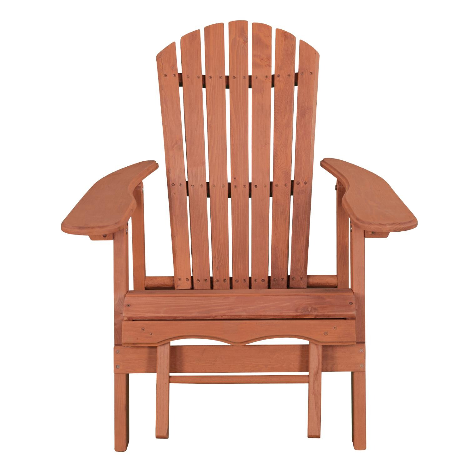 Leisure Season Wood Reclining Patio Adirondack Chair With Pull-Out Ottoman